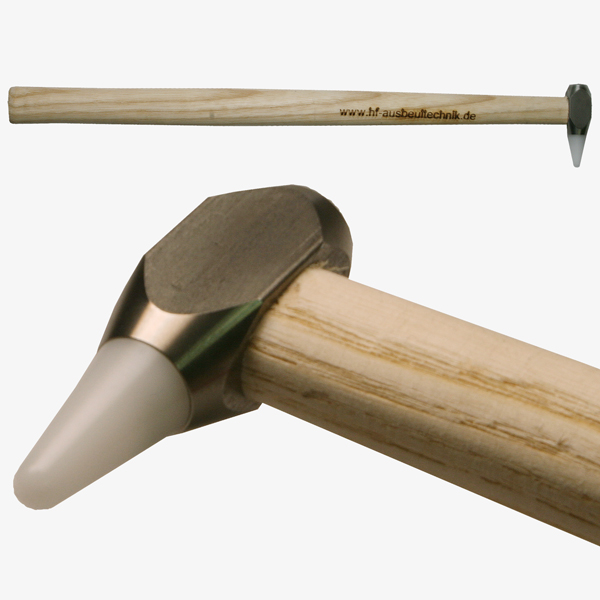 Hammer with small head, interchangeable tip and long handle